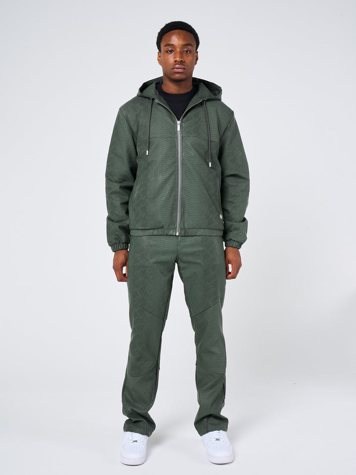 Isandro Khaki Croc Leather Pants