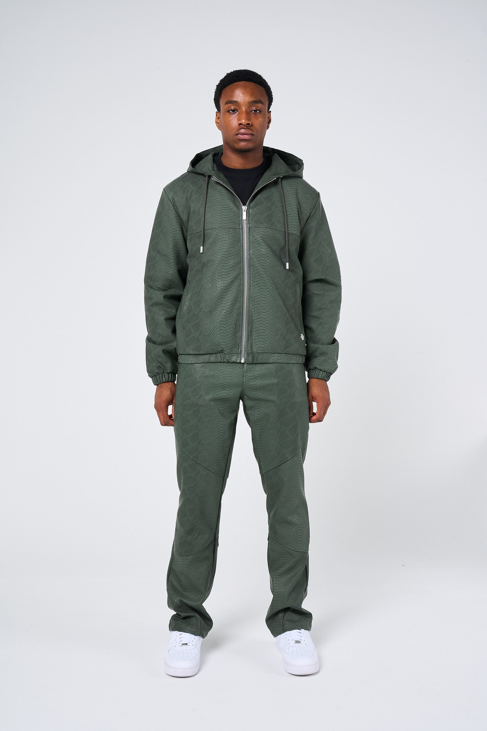 Isandro Khaki Croc Leather Pants