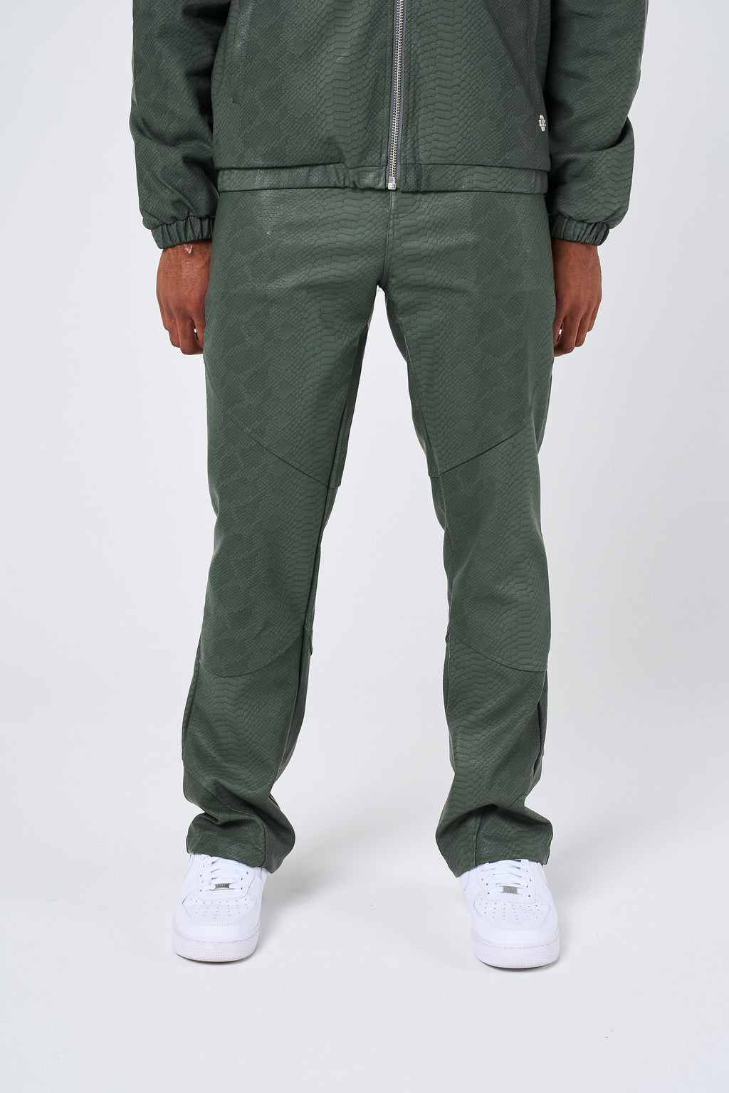 Isandro Khaki Croc Leather Pants