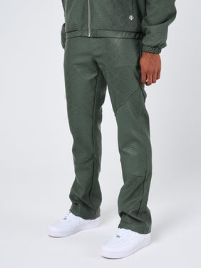 Isandro Khaki Croc Leather Pants
