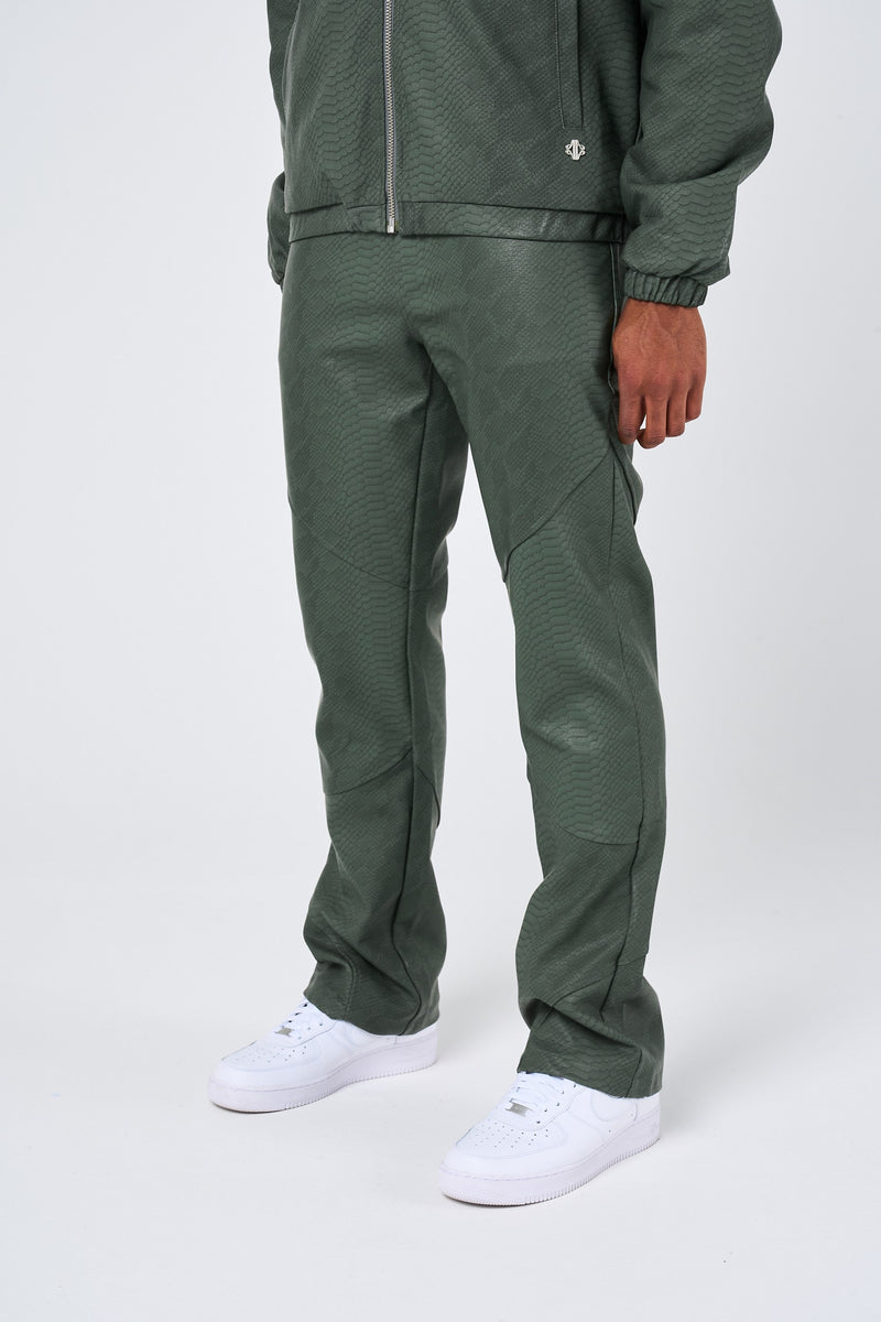 Isandro Khaki Croc Leather Pants