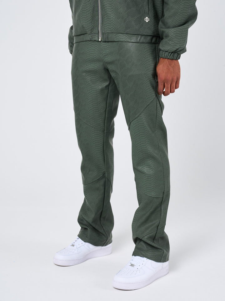 Isandro Khaki Croc Leather Pants