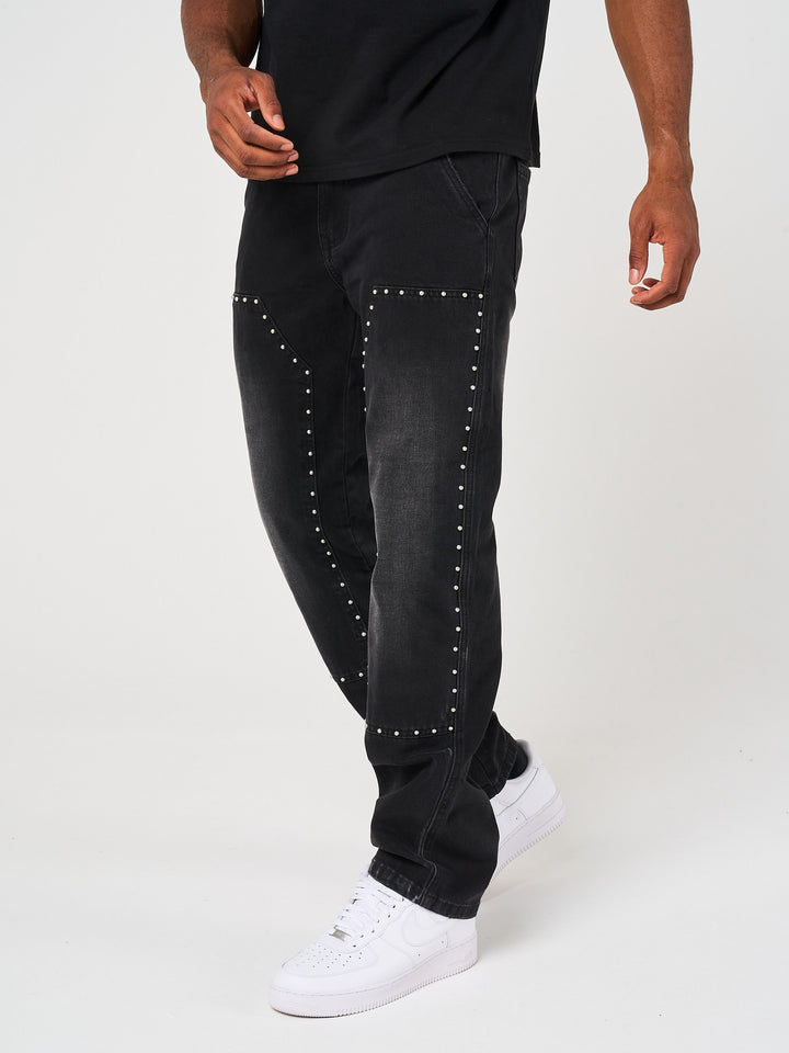 Haulier Black Studded Carpenter Denim