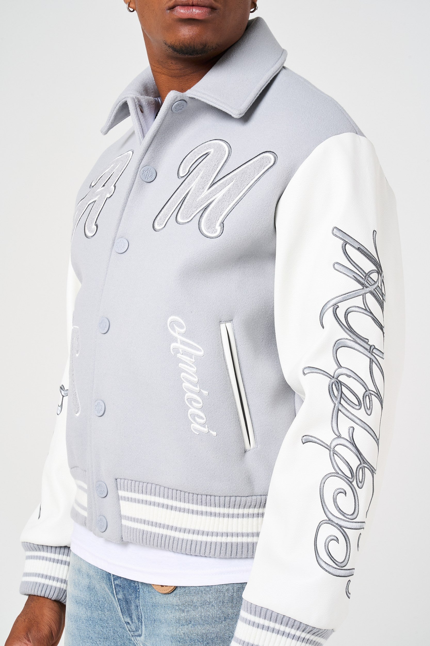 Lusso Grey Varsity Jacket