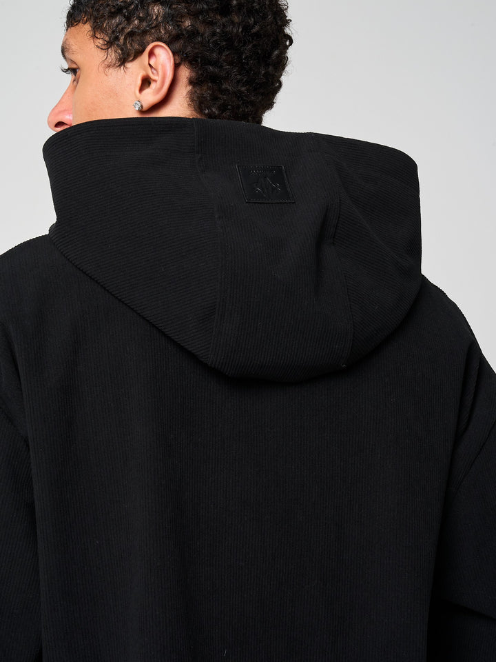 Cylinder Black Needlecord Hoodie