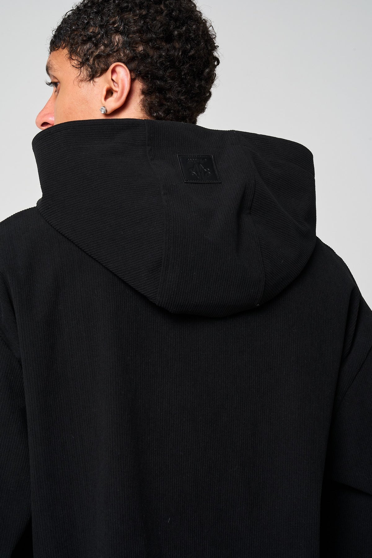 Cylinder Black Needlecord Hoodie