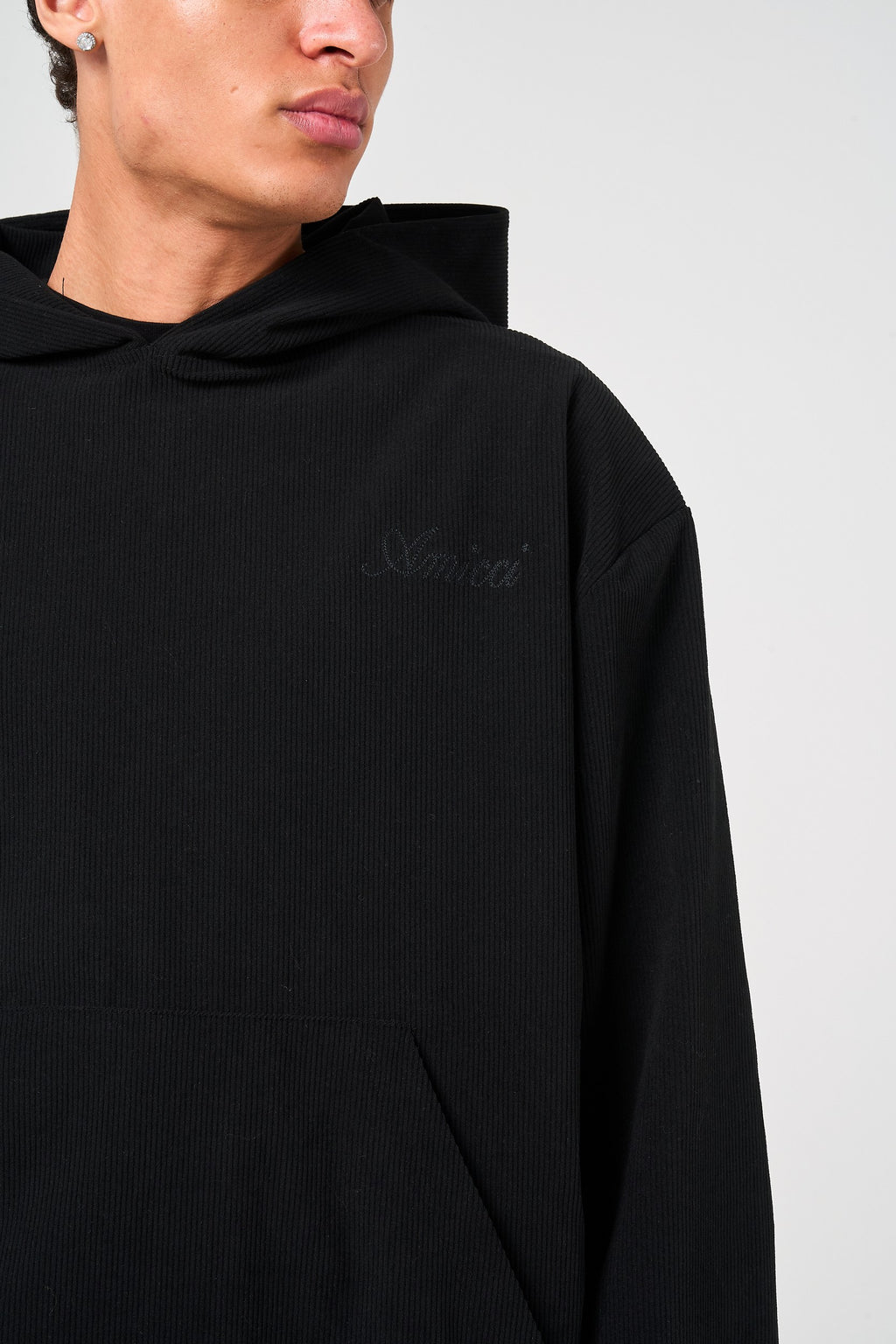 Cylinder Black Needlecord Hoodie