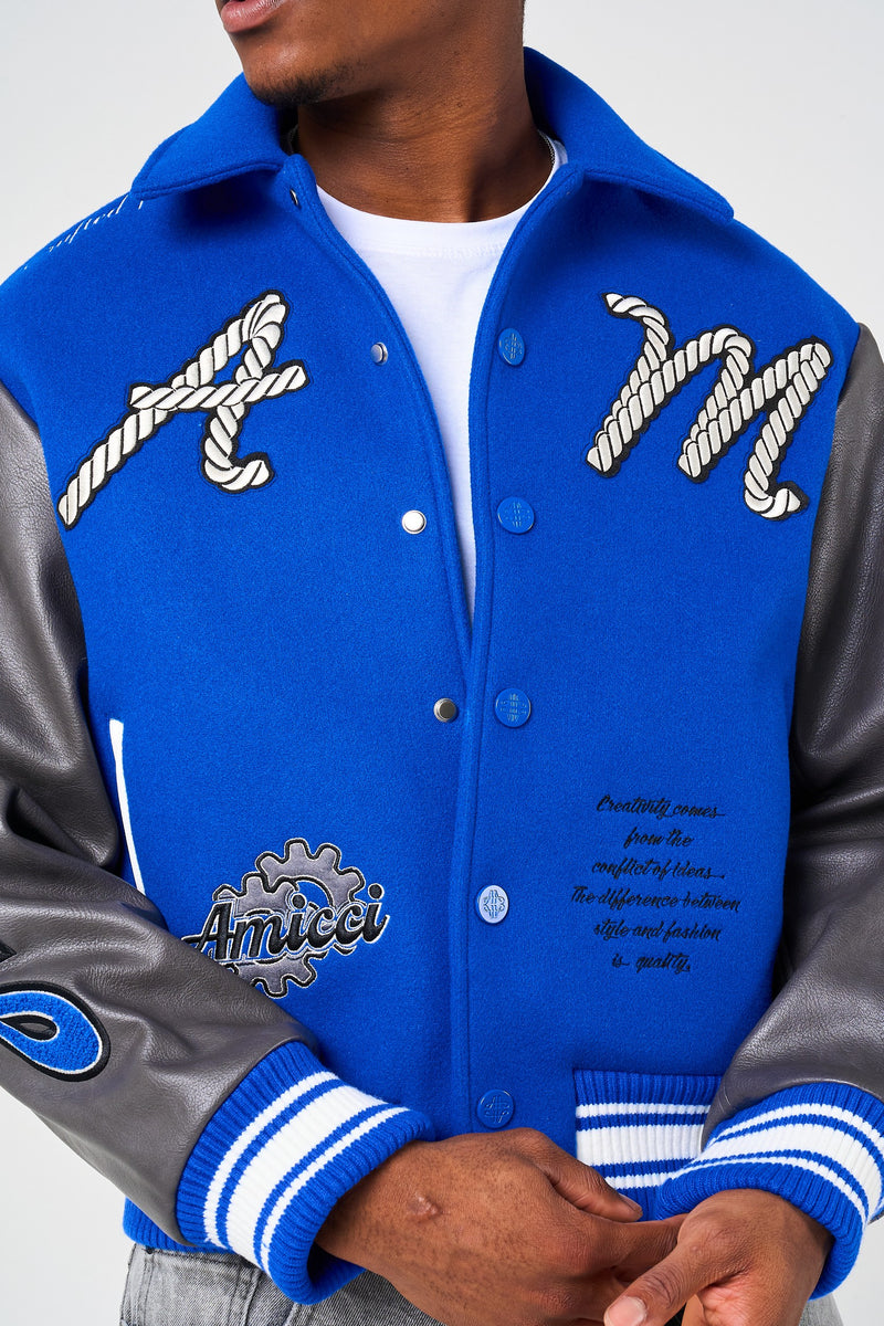 Taras Navy Varsity Jacket