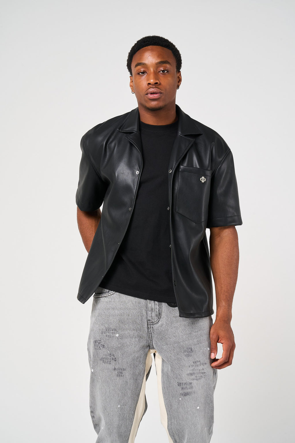 Drīver Leather Overshirt Black