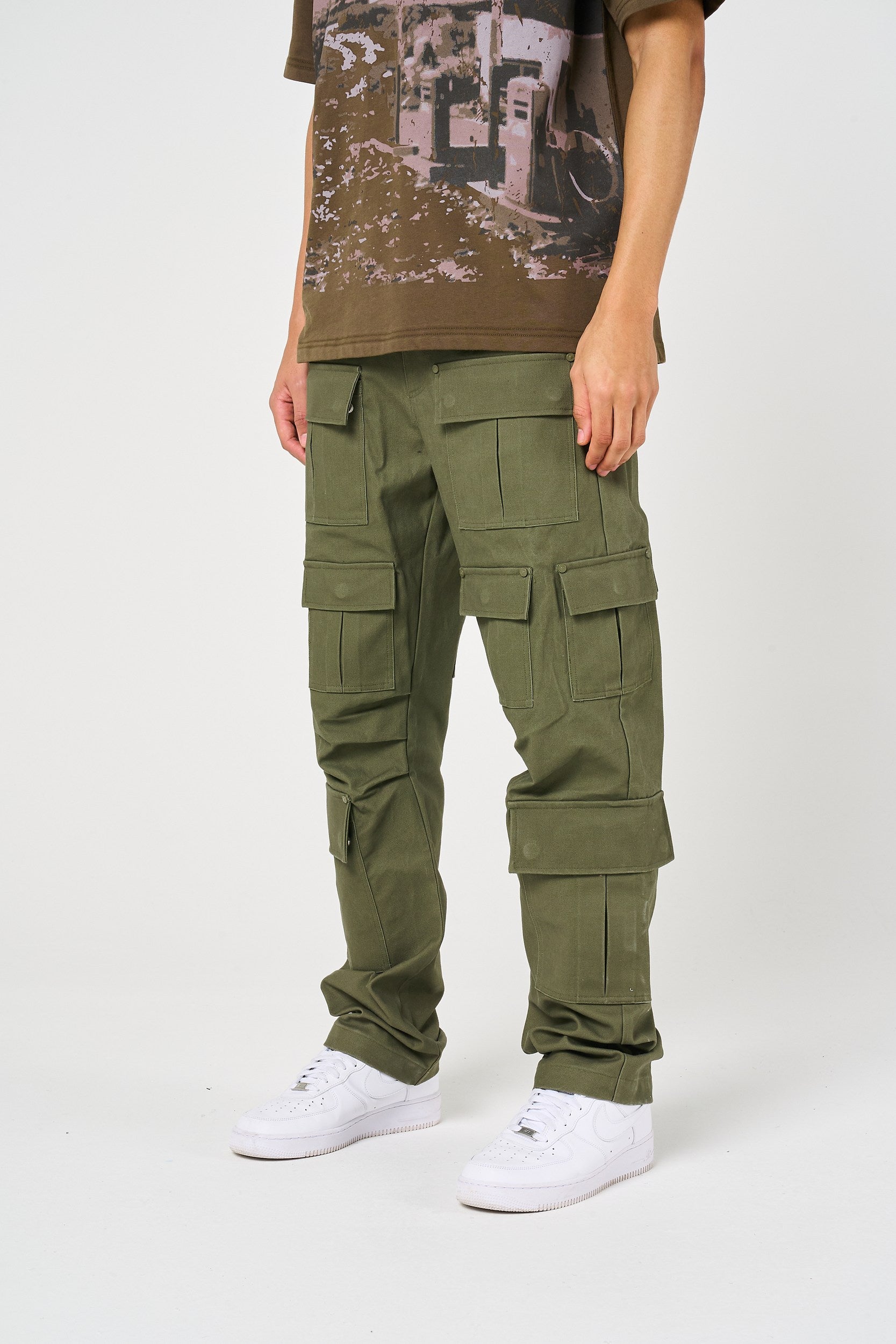 Pantalons lourds à poches Terron vert olive
