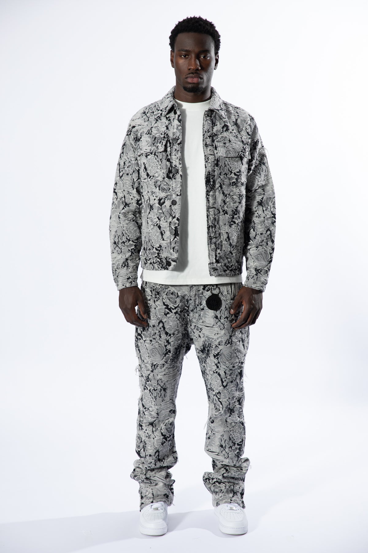 Amelio Jean en Denim Jacquard Noir