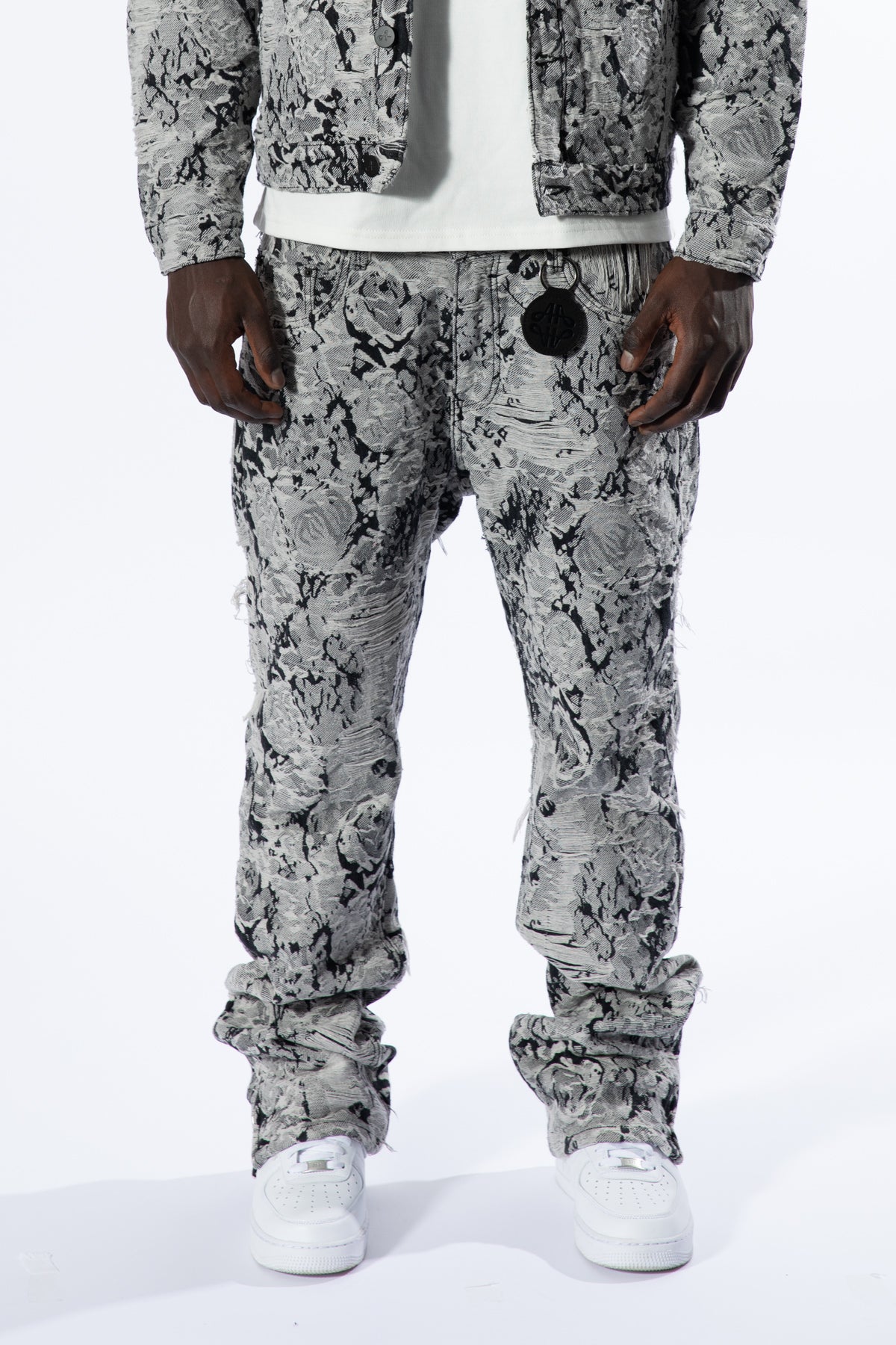 Amelio Jean en Denim Jacquard Noir