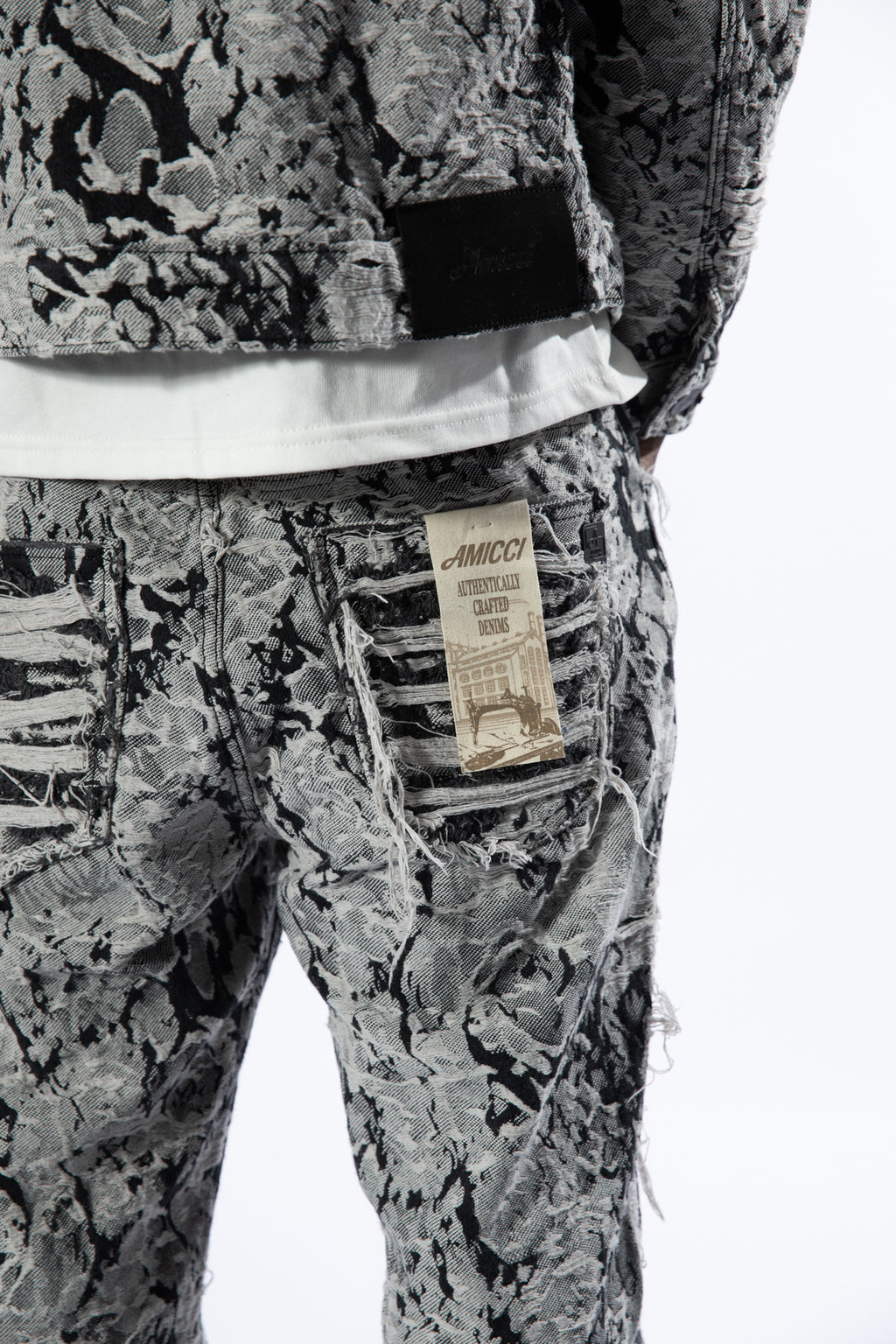 Amelio Jacquard Denim Jeans Black