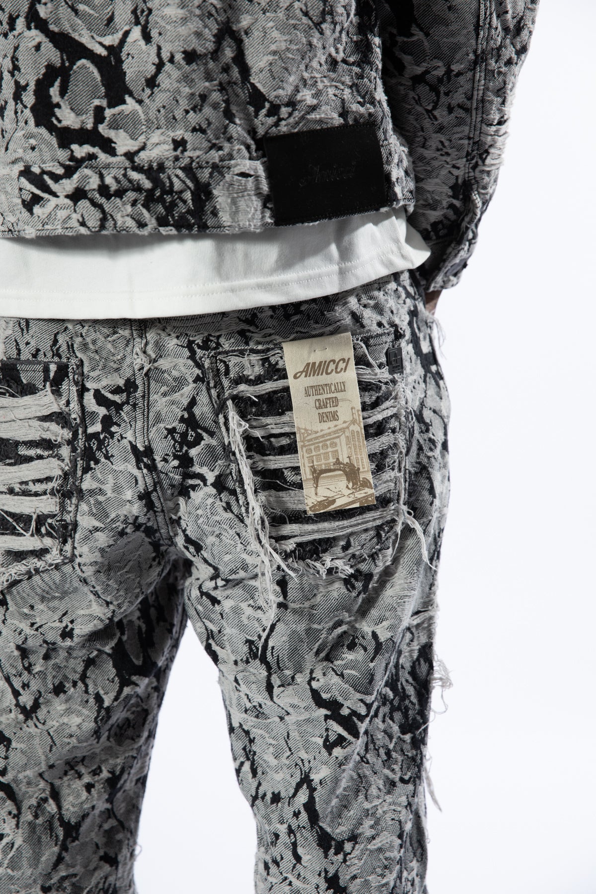 Amelio Jacquard Denim Jeans Black