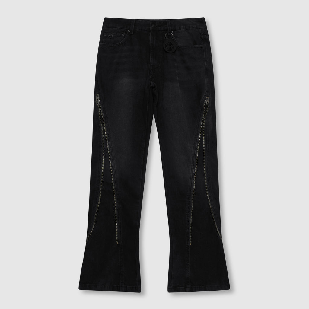Lorient Zipped Flare Jeans Schwarz