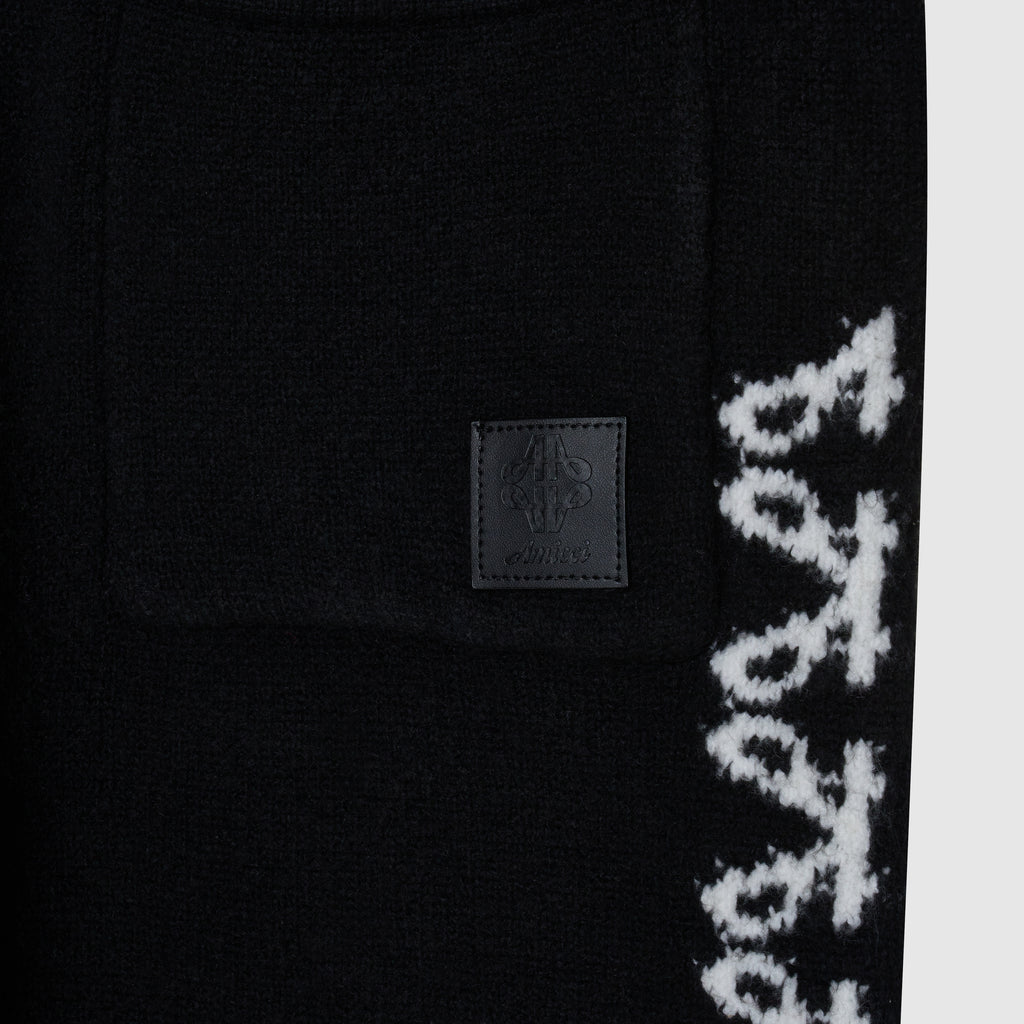 Merino Strickwaren Schwarze Jogginghose