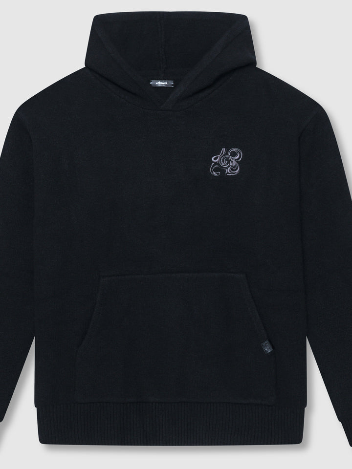 Amos Black Knitted Hoodie
