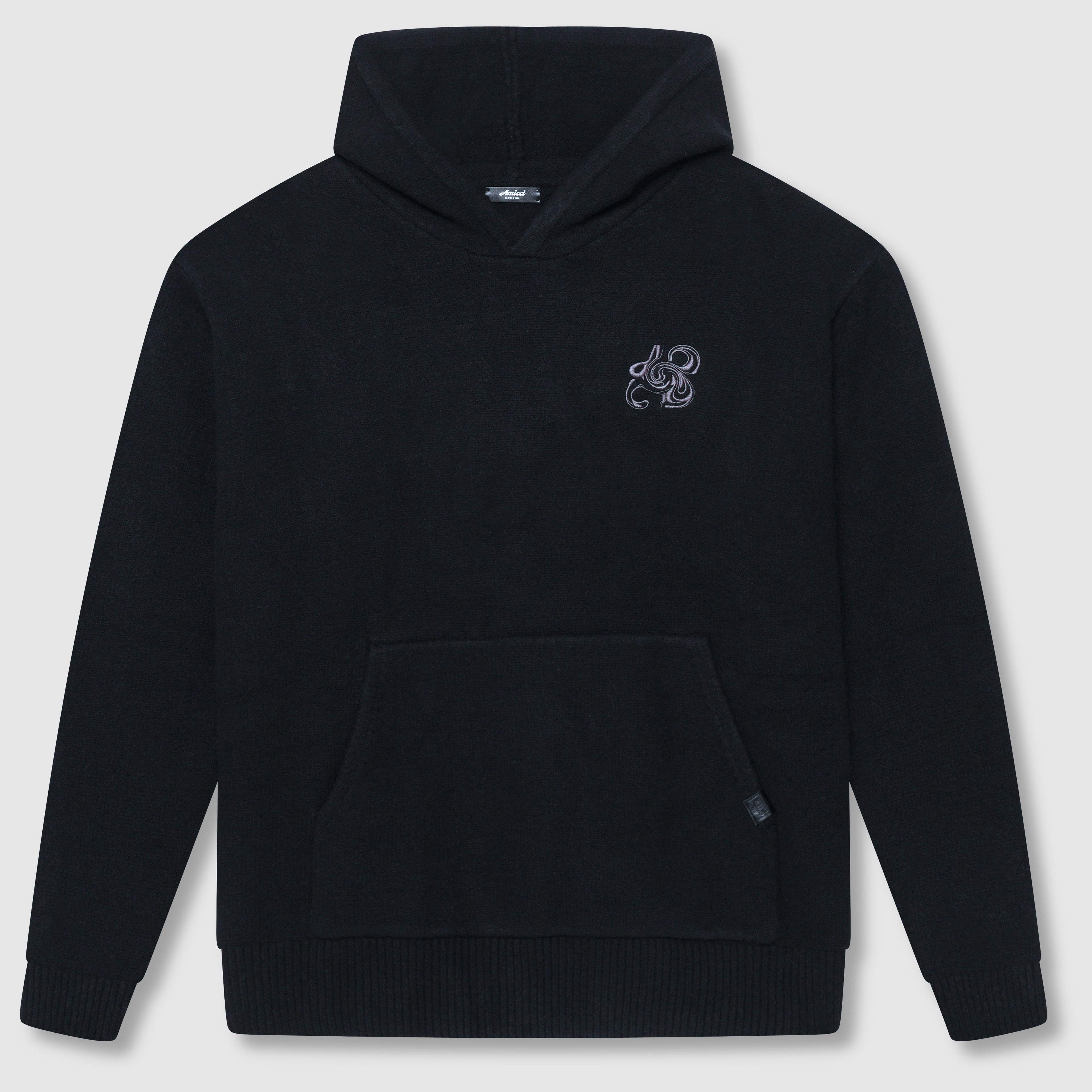 Amos Black Knitted Hoodie