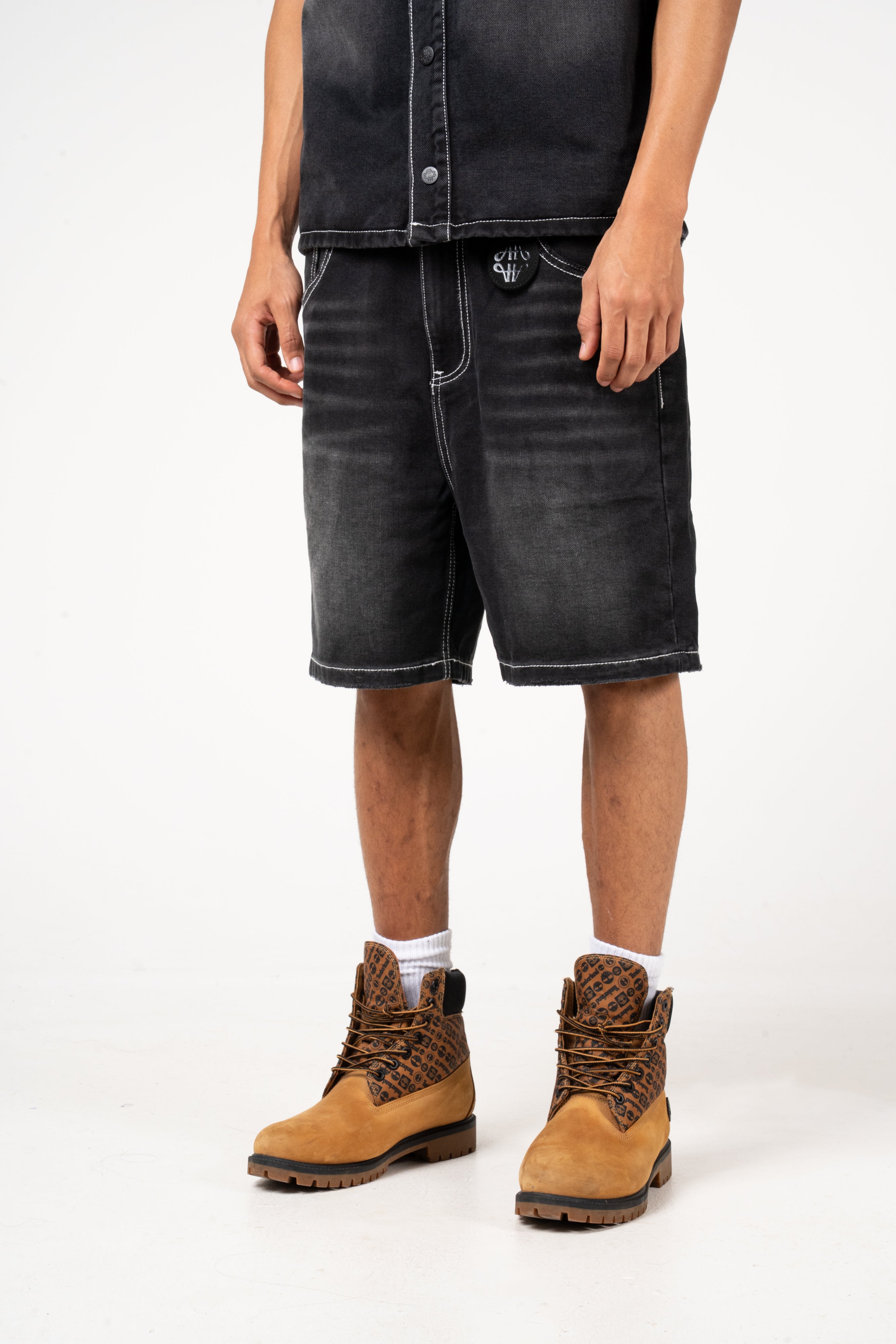 Keshi Denim Short Set Black