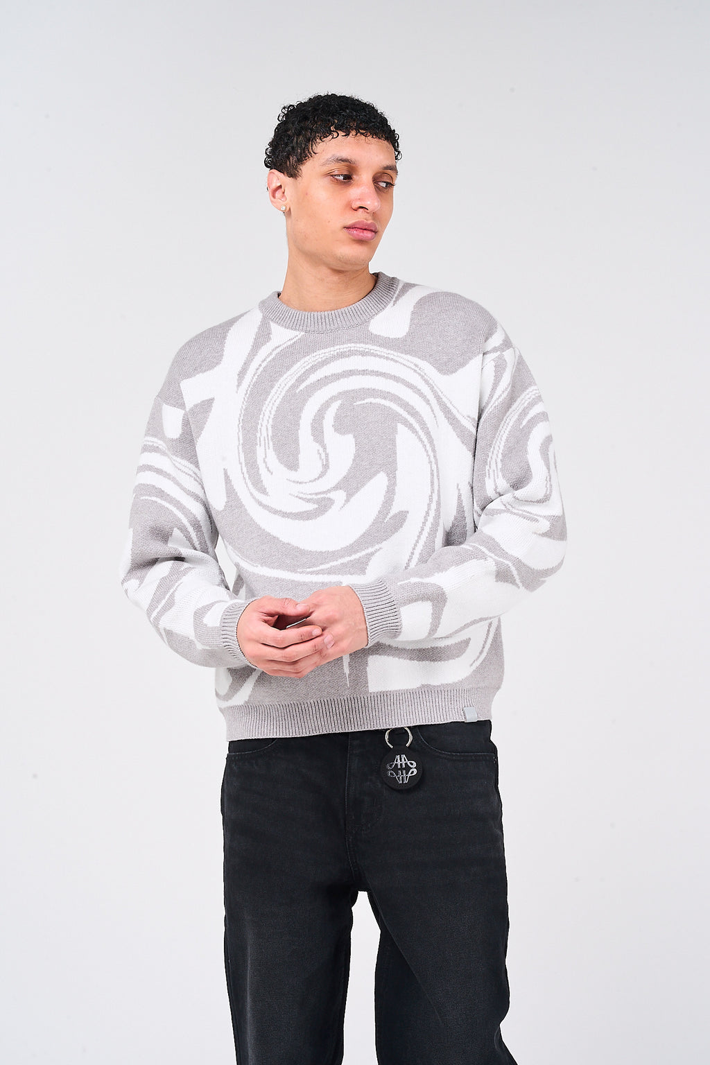 Pierce Grey Knitted Sweatshirt