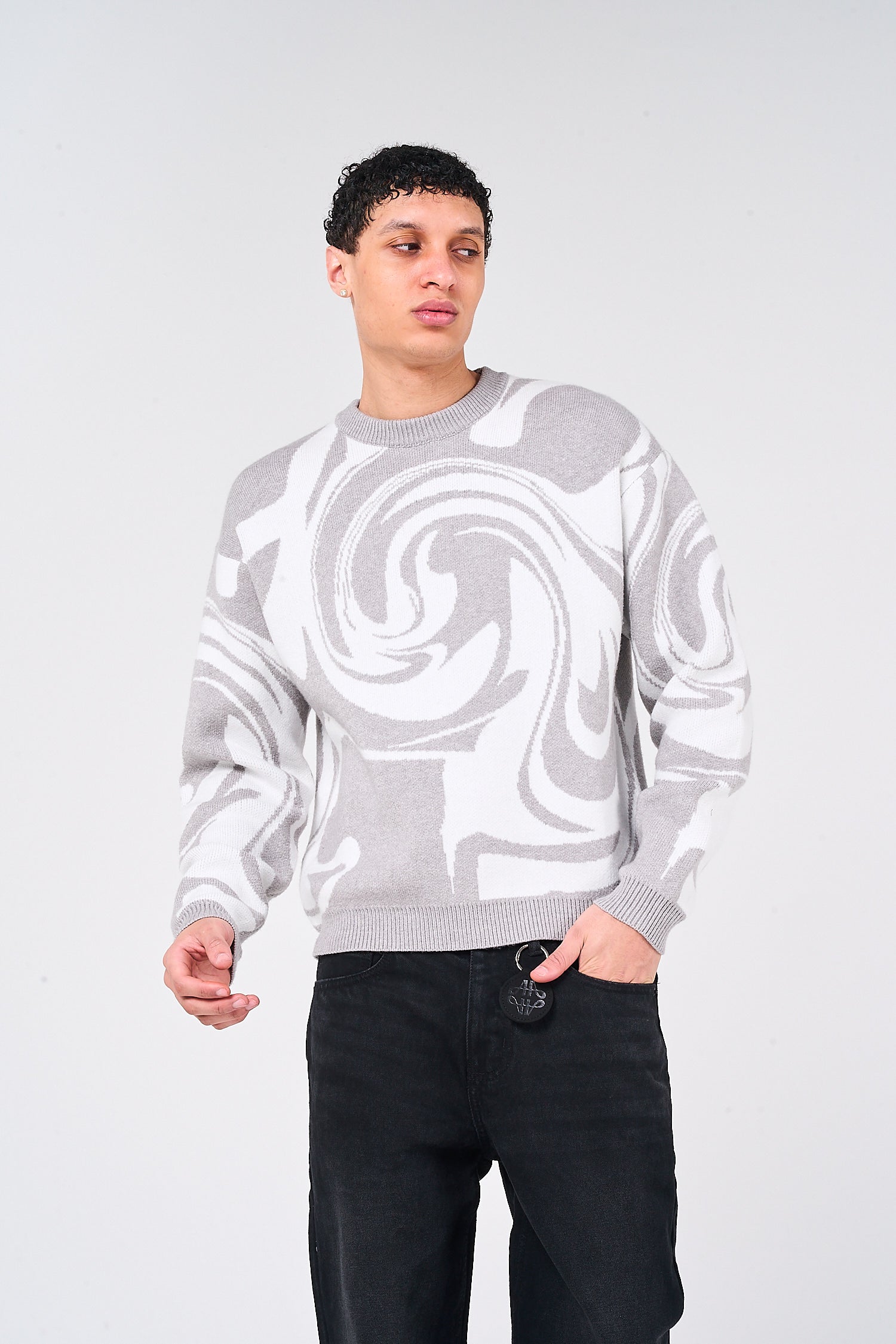 Pierce Grey Knitted Sweatshirt