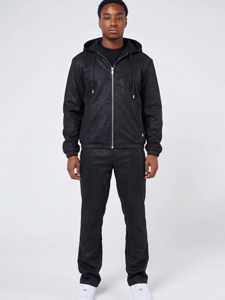 Isandro Black Croc Leather Jacket