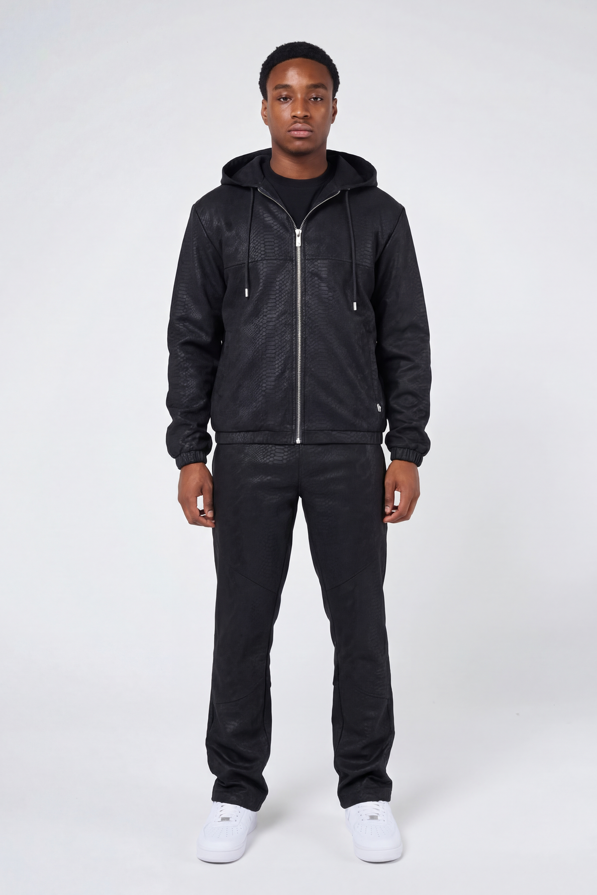 Isandro Black Croc Leather Pants