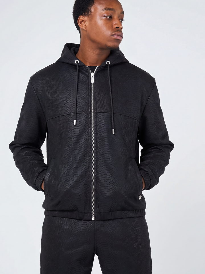 Isandro Black Croc Leather Jacket