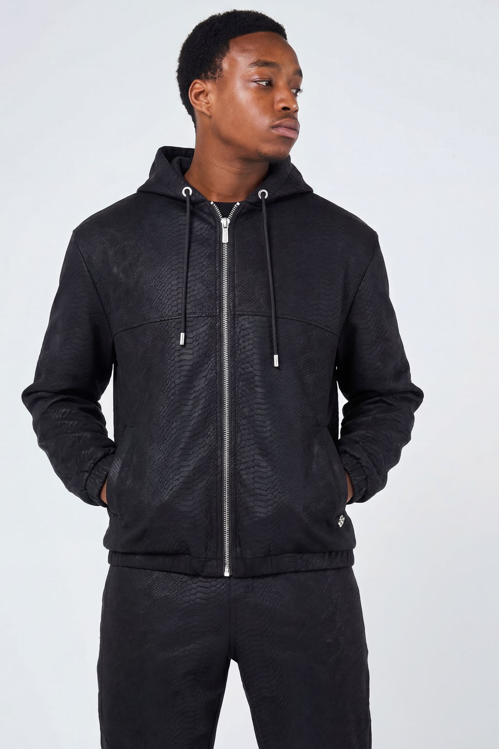 Isandro Black Croc Leather Jacket