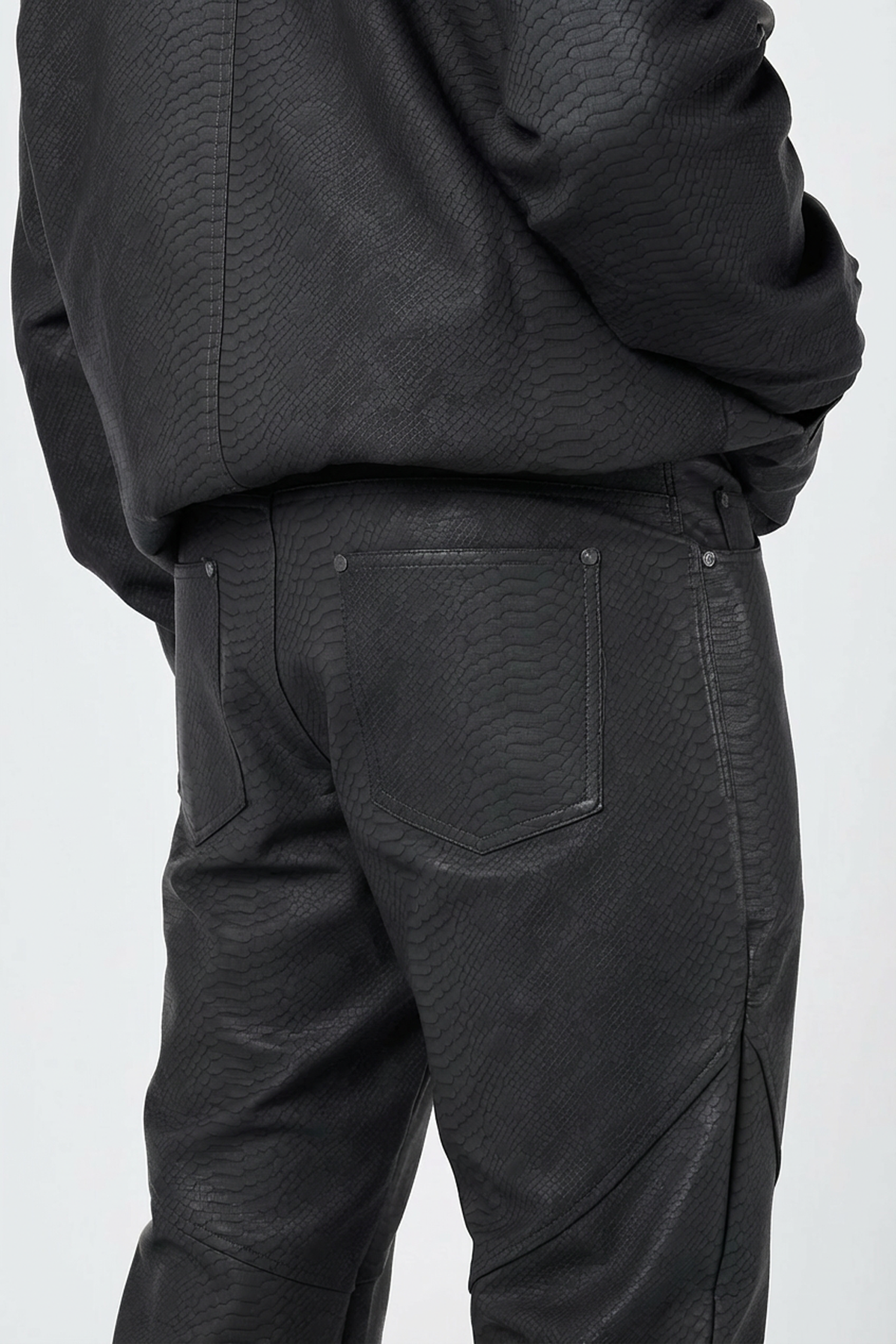 Isandro Black Croc Leather Pants