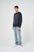 Pandan Navy Waffle Long Sleeve T Shirt