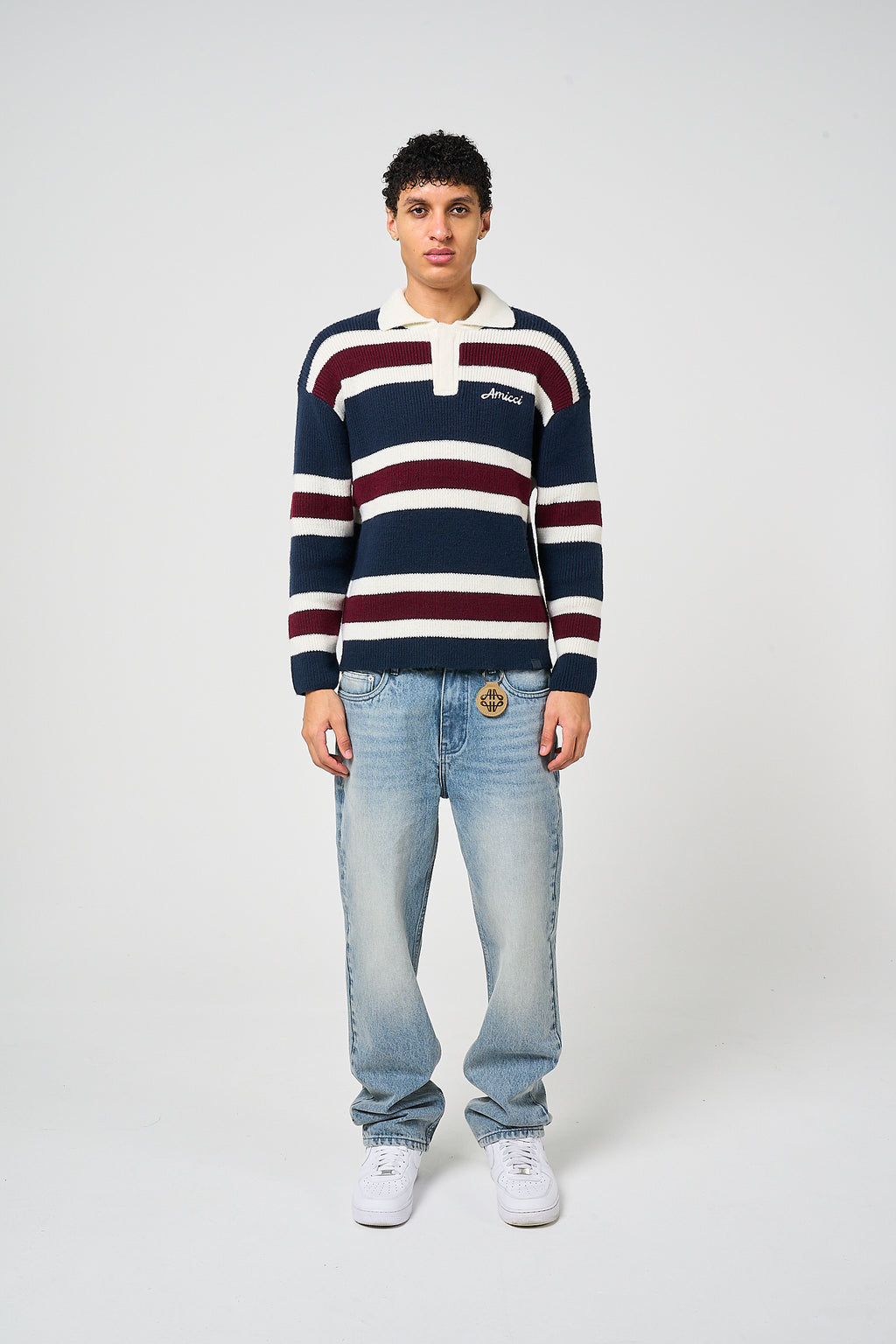 Awing Striped Knitted Sweatshirt
