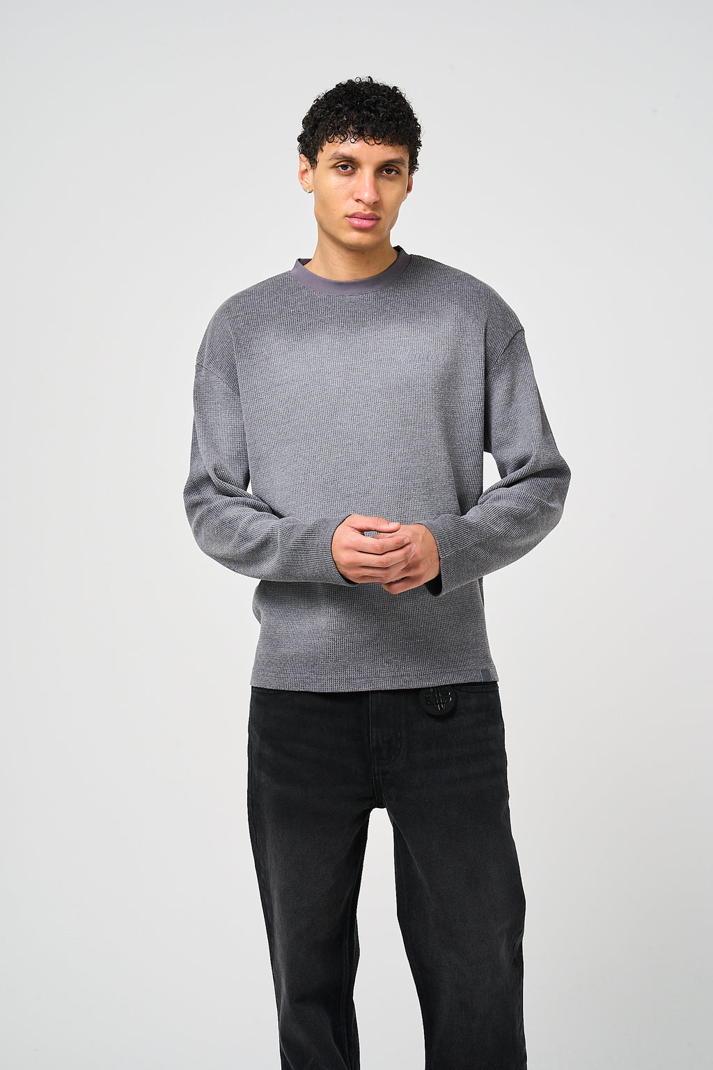 Pandan Grey Waffle Long Sleeve T Shirt