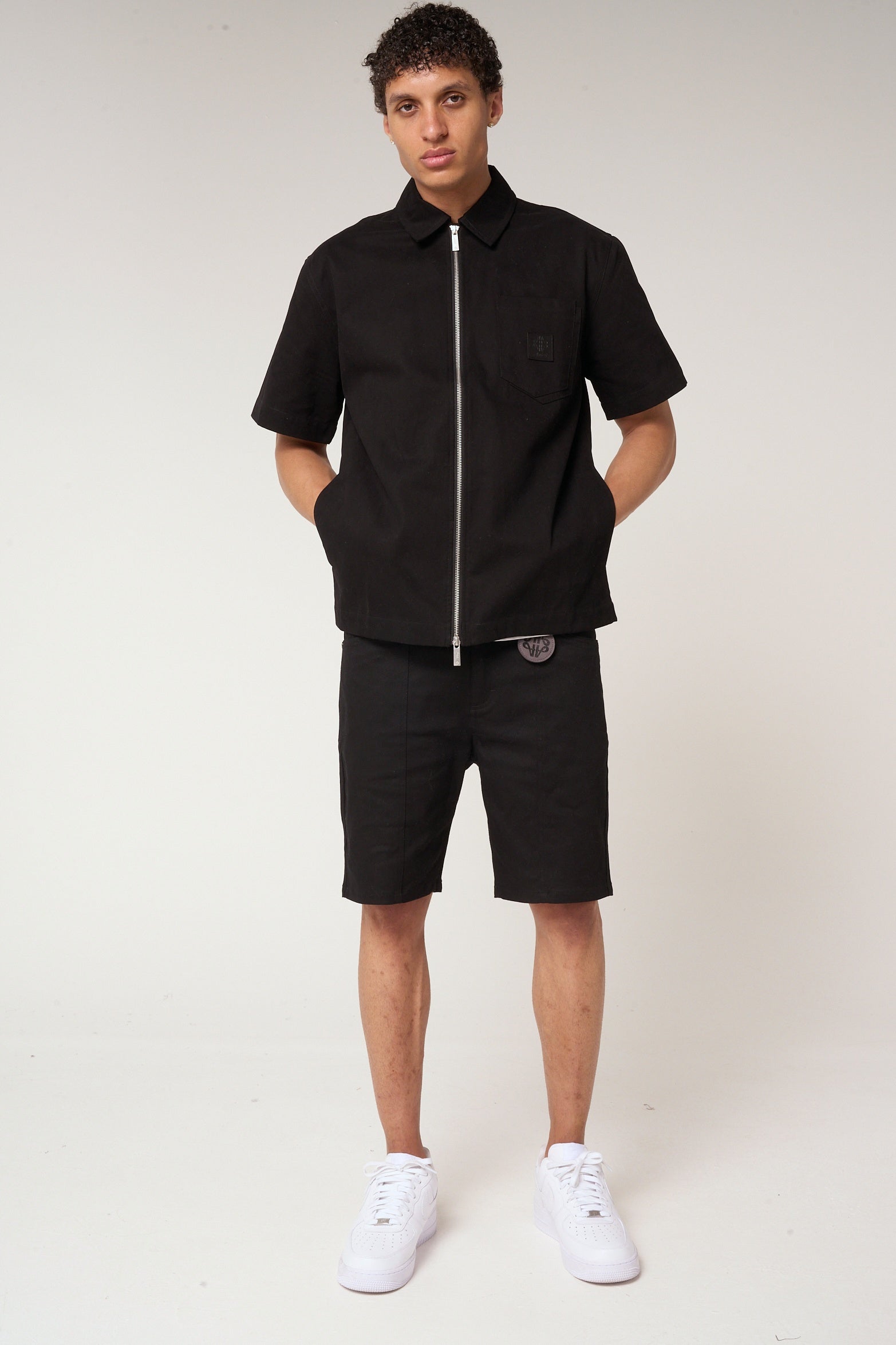 Ornell Cotton Twill Overshirt Black