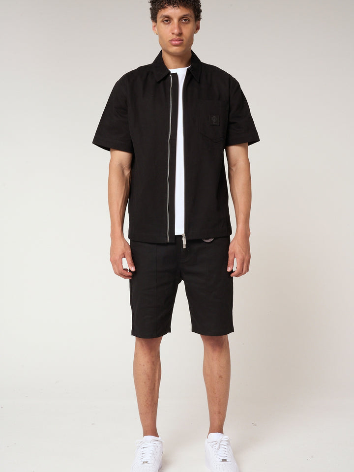 Ornell Cotton Twill Overshirt Black
