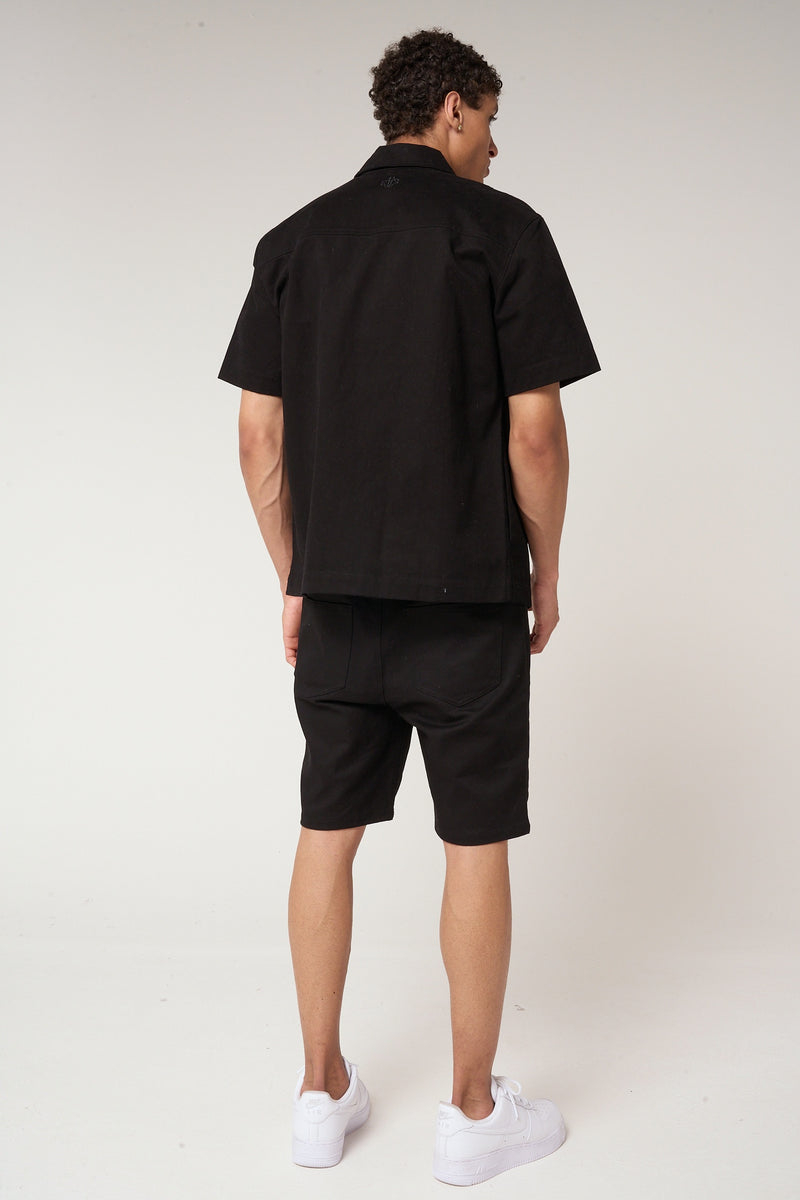 Ornell Cotton Twill Overshirt Black
