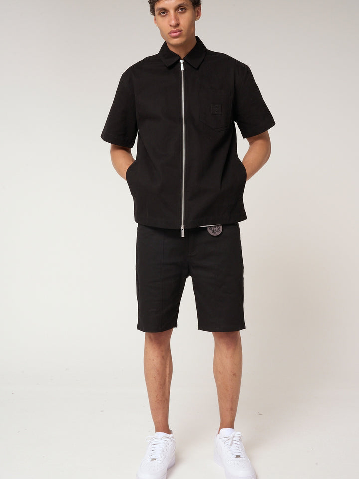 Ornell Cotton Twill Overshirt Black