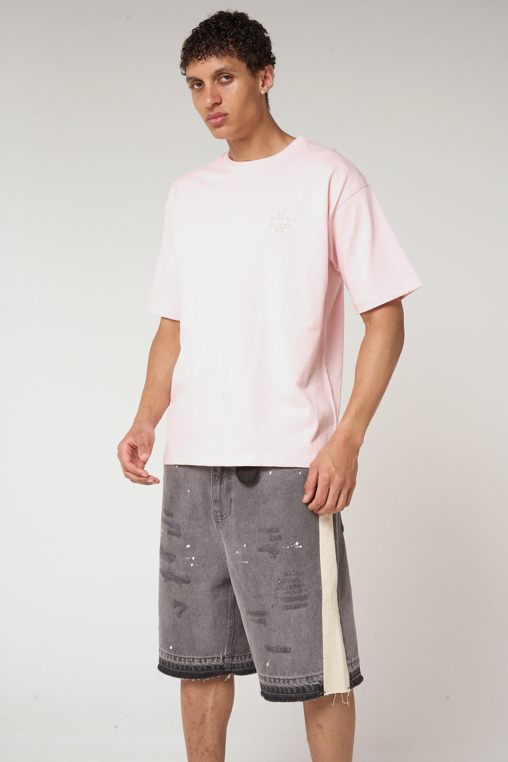 Karim Embossed Logo T Shirt Pink