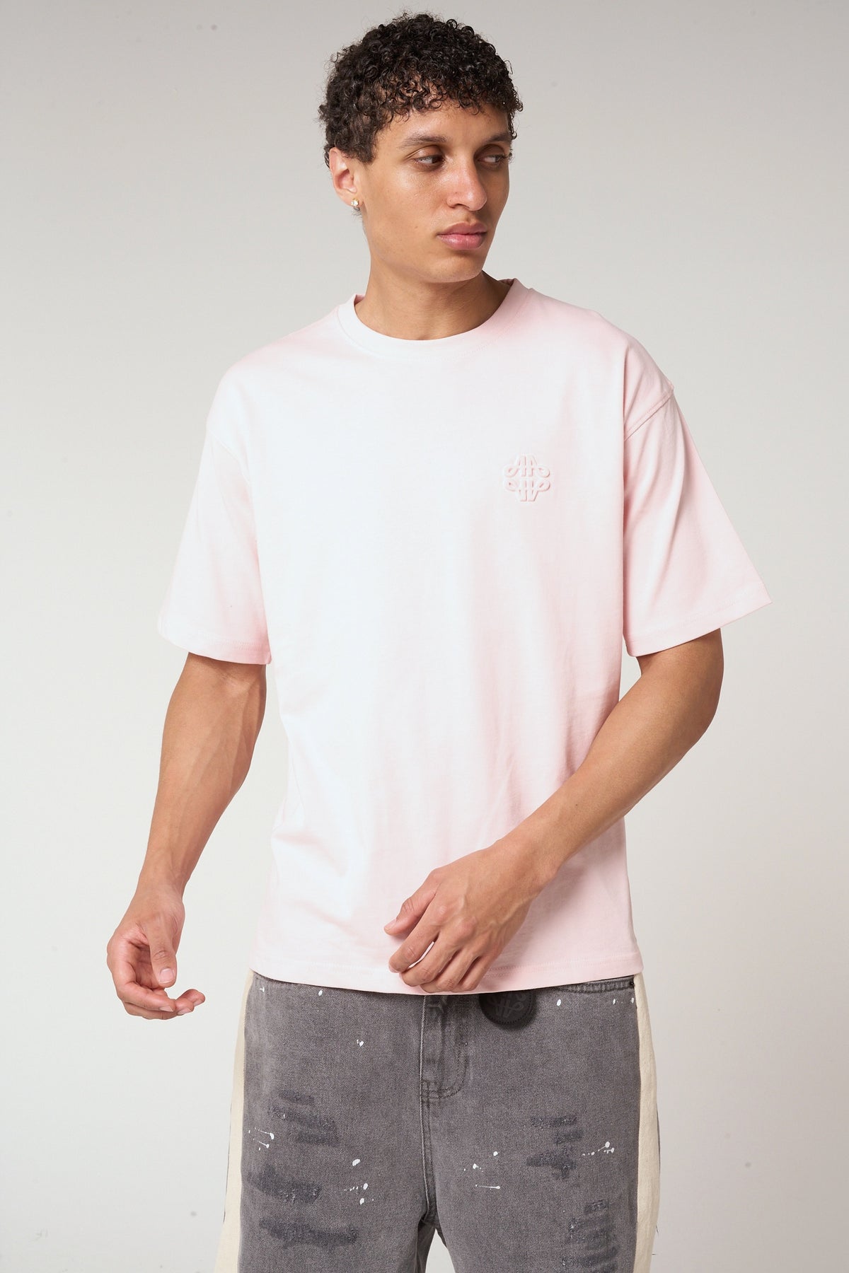 Karim Emblem Logo T Shirt Pink