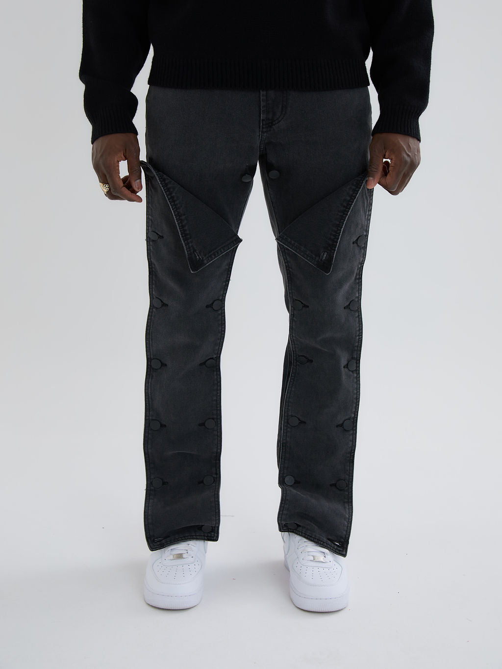 Jeans Panelados Lavados Negros Knox