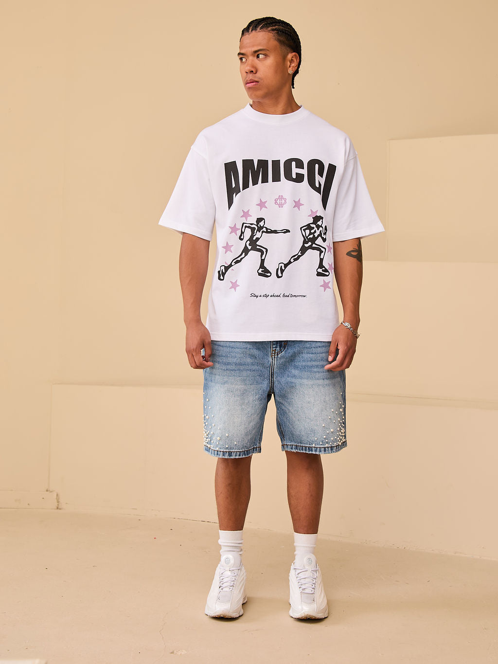 Richting Wit Grafisch T-shirt