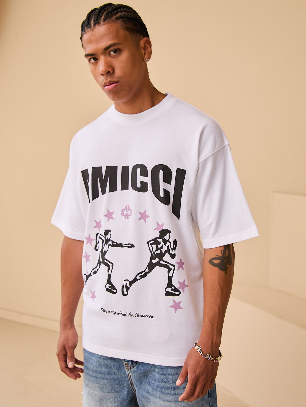 Richting Wit Grafisch T-shirt