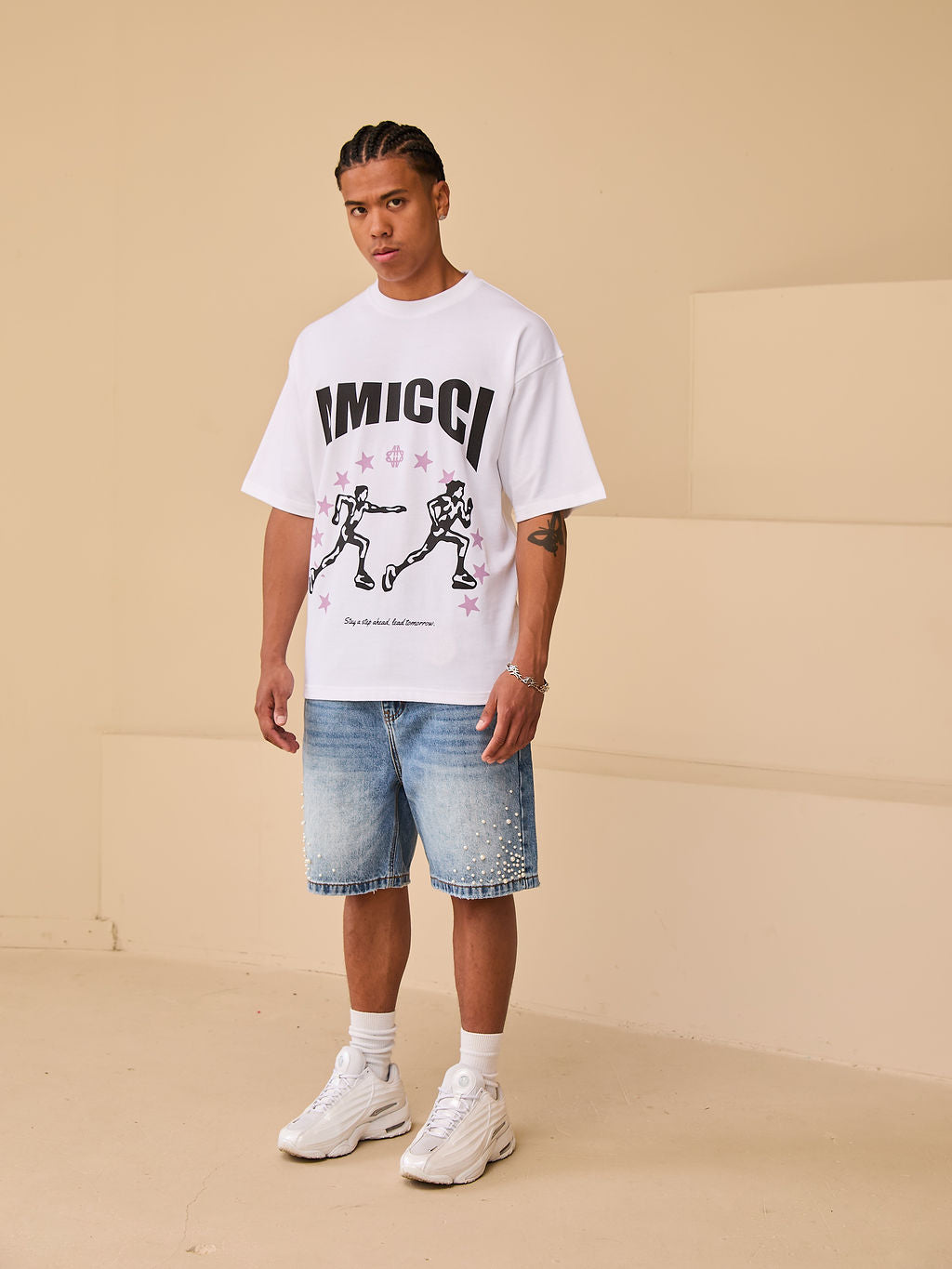 Direction Weißes Grafik-T-Shirt