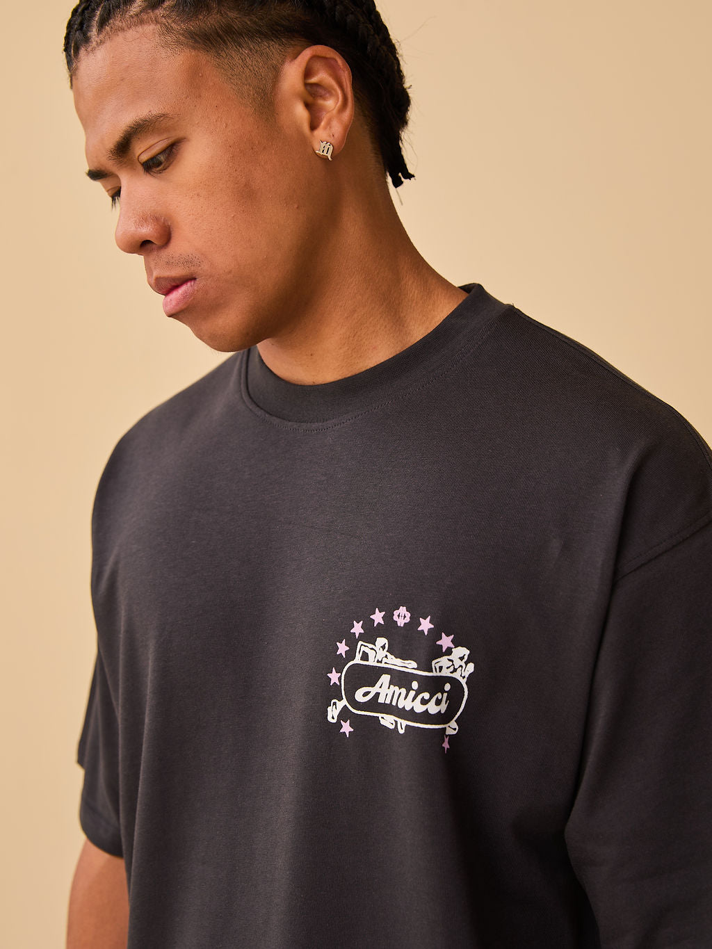 Hasten Grafisch T-shirt Zwart