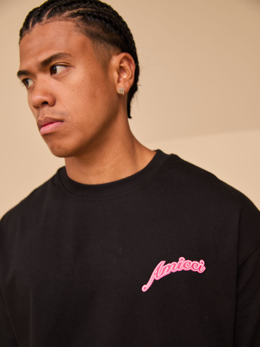 Tiriosa Grafische Oversized T-Shirt Zwart