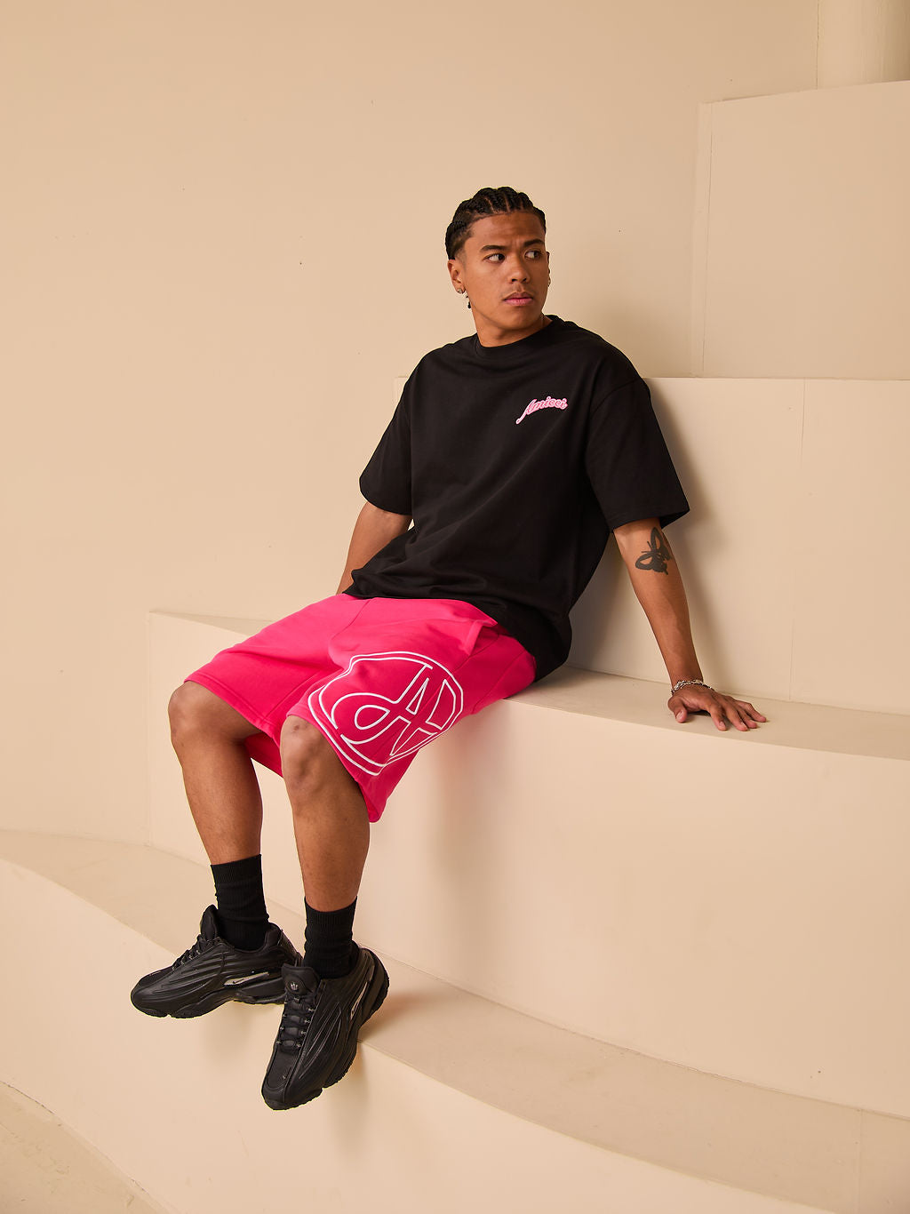 Tiriosa Grafische Oversized T-Shirt Zwart