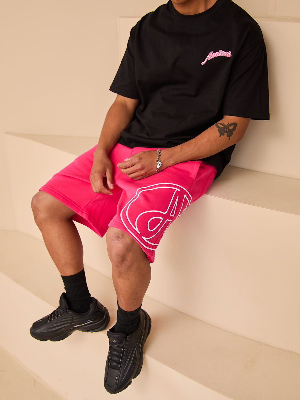 Tiriosa Grafische Oversized T-Shirt Zwart