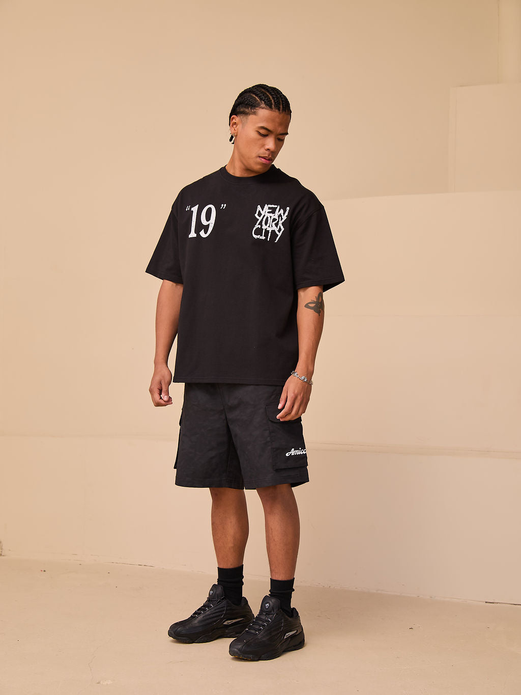 Caballo Graphic Oversized T-Shirt Zwart