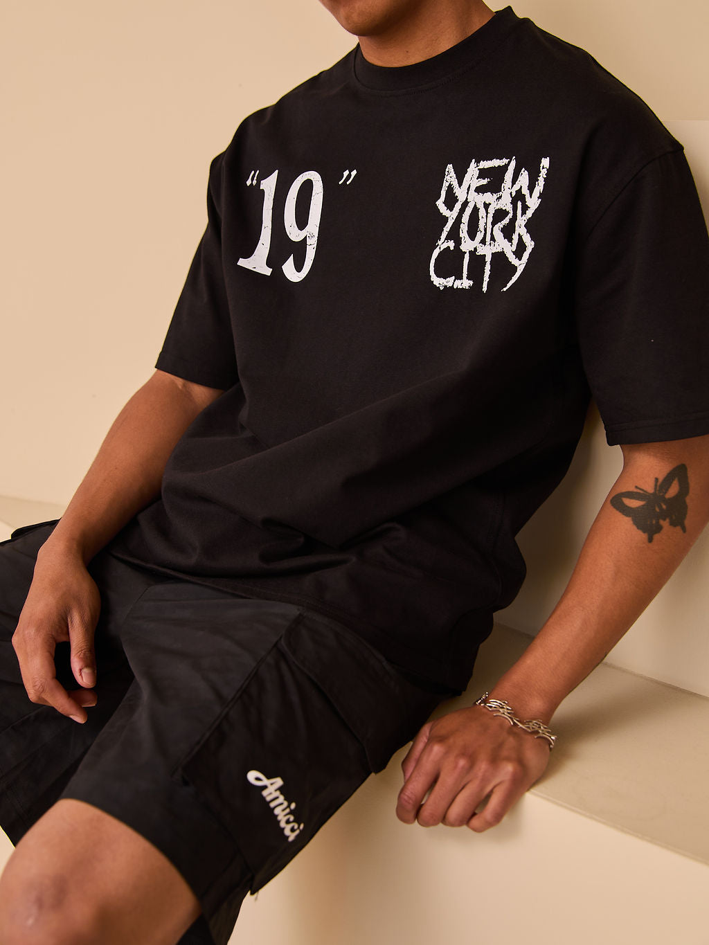 Caballo Graphic Oversized T-Shirt Zwart