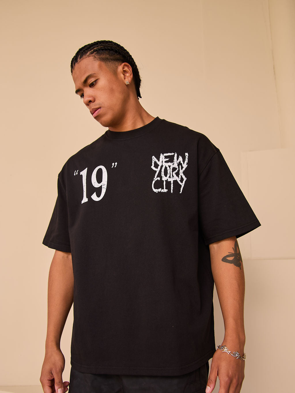 Caballo Graphic Oversized T-Shirt Zwart